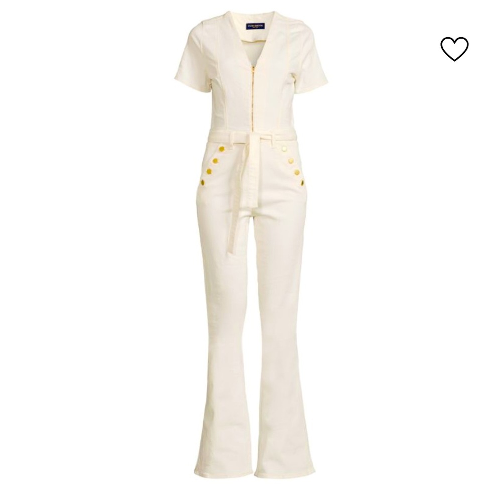 Ramy Brook Helena Denim High Rise Flare Jumpsuit Size 25 White